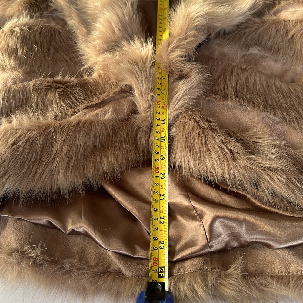 CHICOS Faux Suede Fur Jacket Burlywood Brown Size 1 or 8 fully lined - Picture 8 of 10